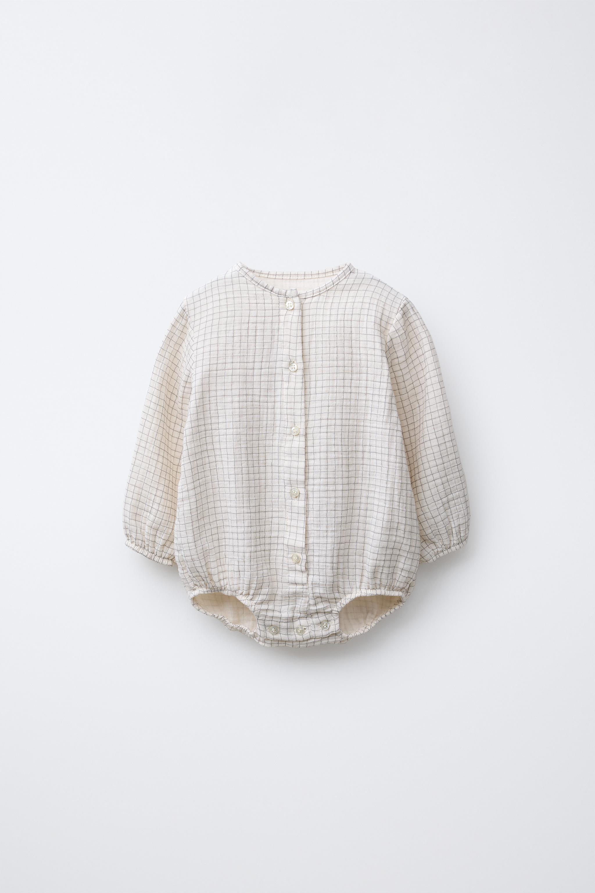 CHECK COTTON GAUZE BODYSUIT